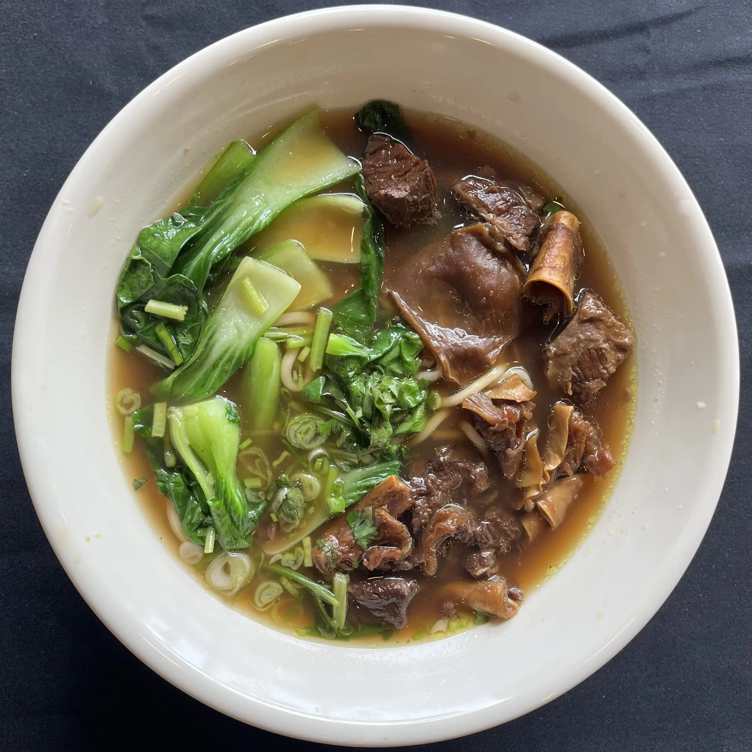 Slow-braised brisket with noodles in soup at Wonderful Hand-Pulled Noodle，a Chinese Noodle Restaurant in Orlando